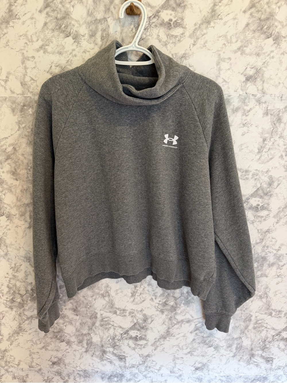 Under Armor LG Gray Cowl Neck Sweatshirt with Logo